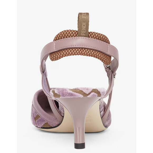 Fendi Colibri Lite Mauve Pink FF Logo Pointed Slingback 55 Kitten Heel Pump 36.5 - Picture 14 of 16